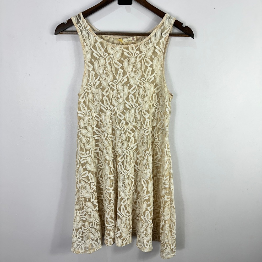 Free People Lace Dress Small Ivory Sheer Boho Cottagecore Fairy Romantic Vintage